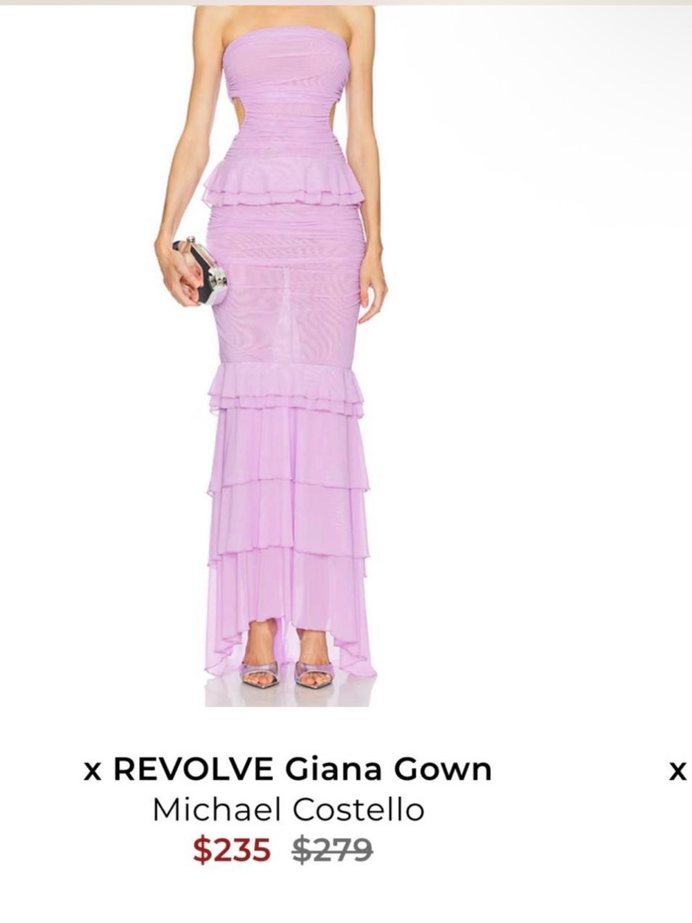 Michael Costello Lilac Tiered Maxi Skirt